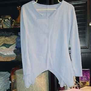 Elegant Sky Blue V-Neck Blouse
